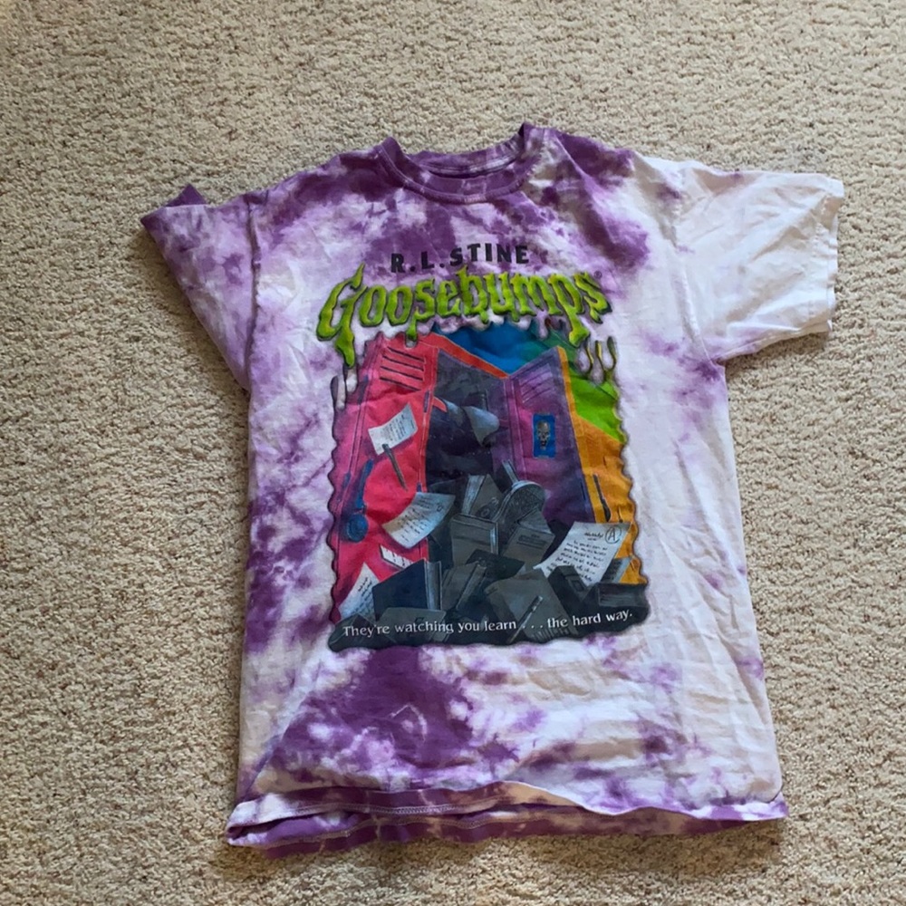 goosebumps purple tie-dye t shirt